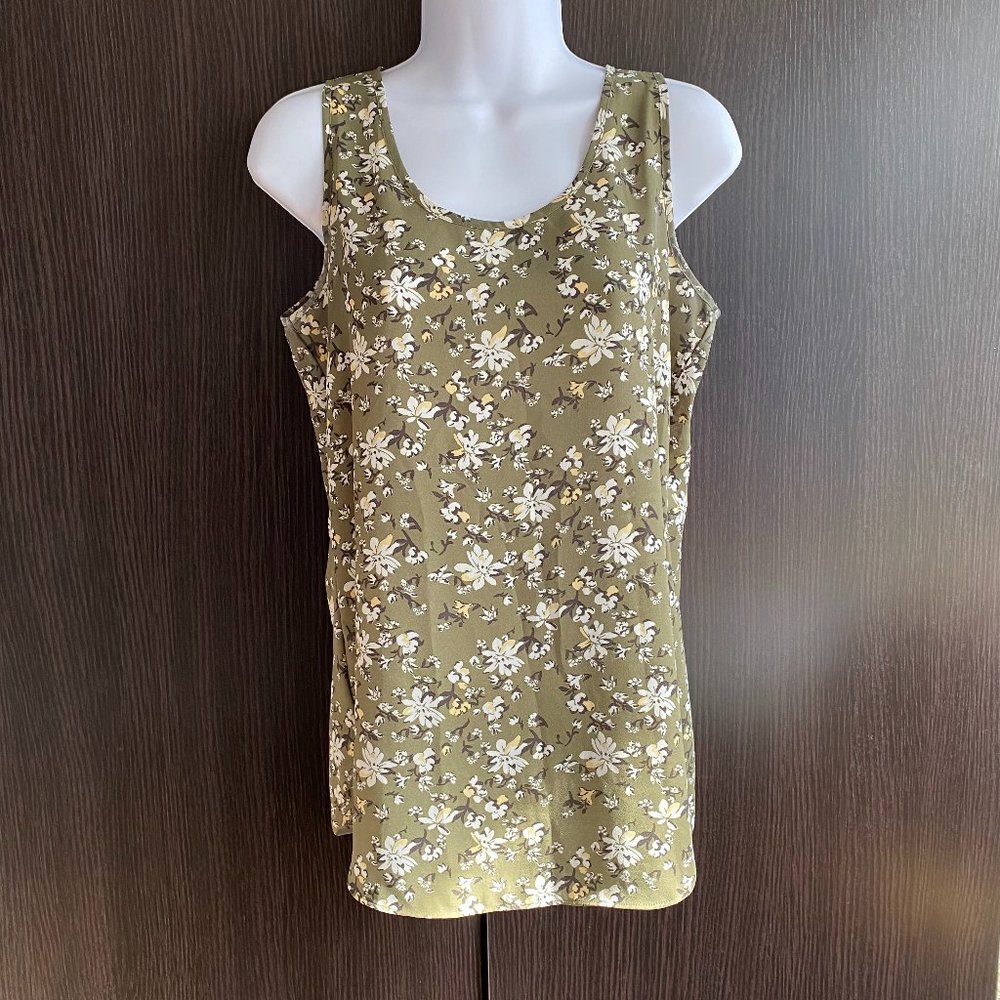 LOFT Green Floral Tunic Tank